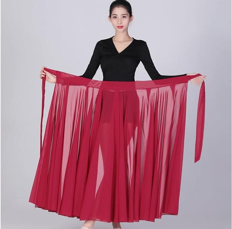 의상 한국무용풀치마 연습복 쉬폰 입시복 공연 360도 스커트 - 상품 이미지