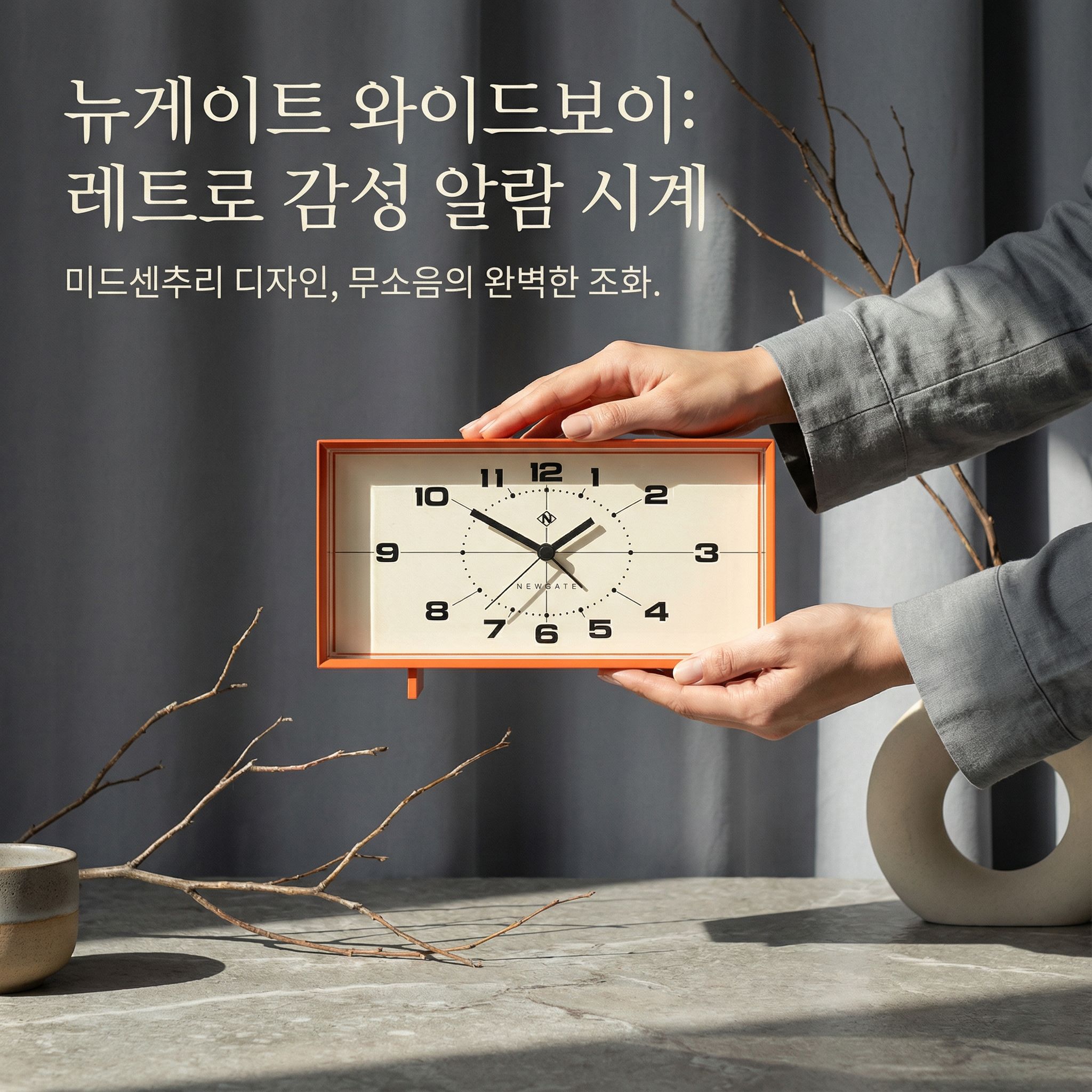 뉴게이트 와이드보이 레트로 탁상시계 블랙 - 상세 이미지 3
