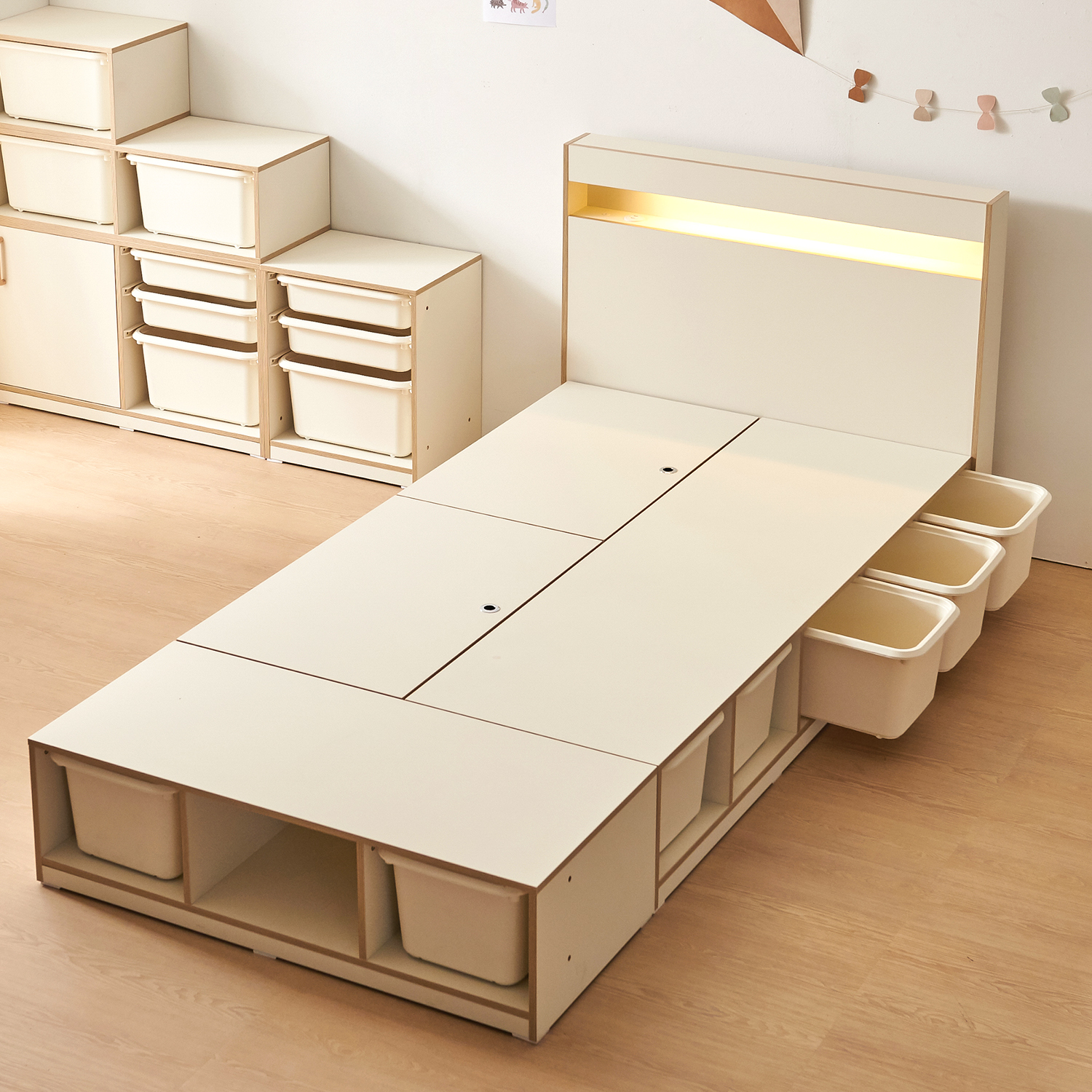 초등학생 침대 프레임 LED 아이방 인테리어 어린이 서랍형 침대