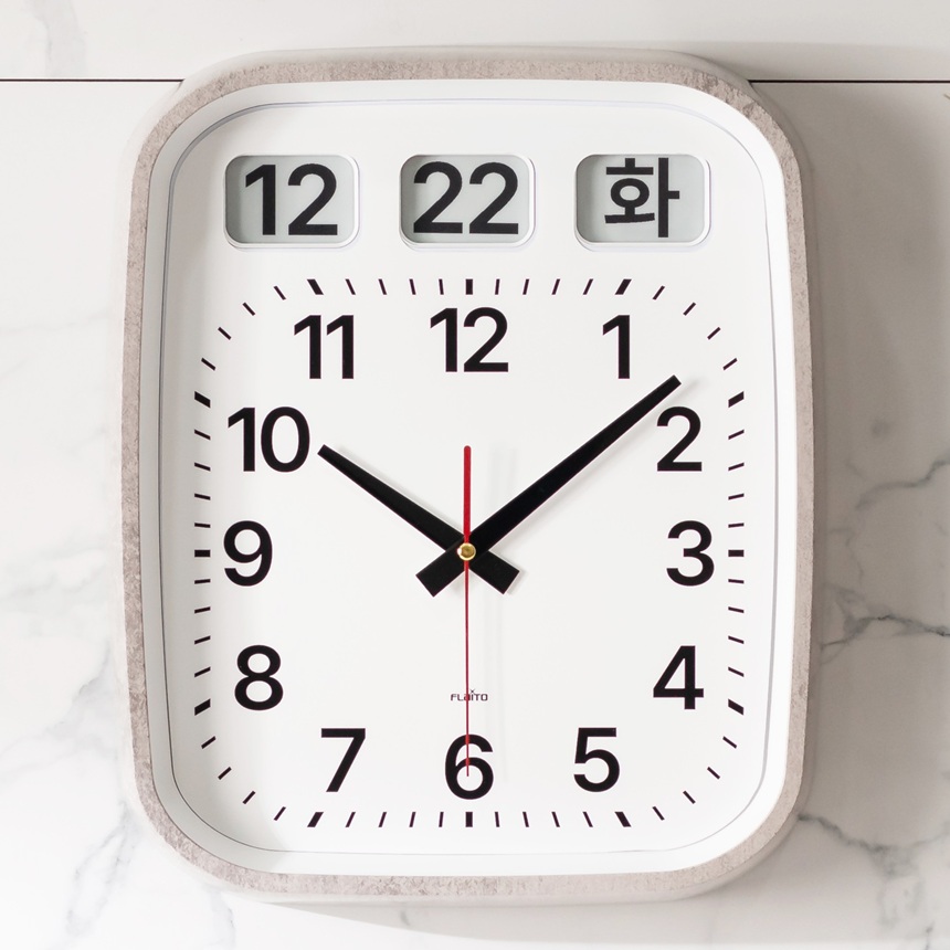 플라이토 이잉크 플립 무소음 벽시계 캘린더 인테리어 거실 사무실 아날로그 모던 벽걸이시계 제품 이미지