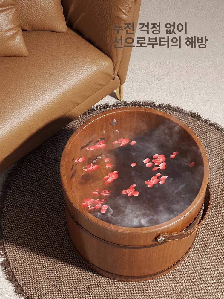 편백나무 족욕통 히노끼 나무통 발세척 통 깊은 마사지형 25cm 손잡이형 - 상세 이미지 5