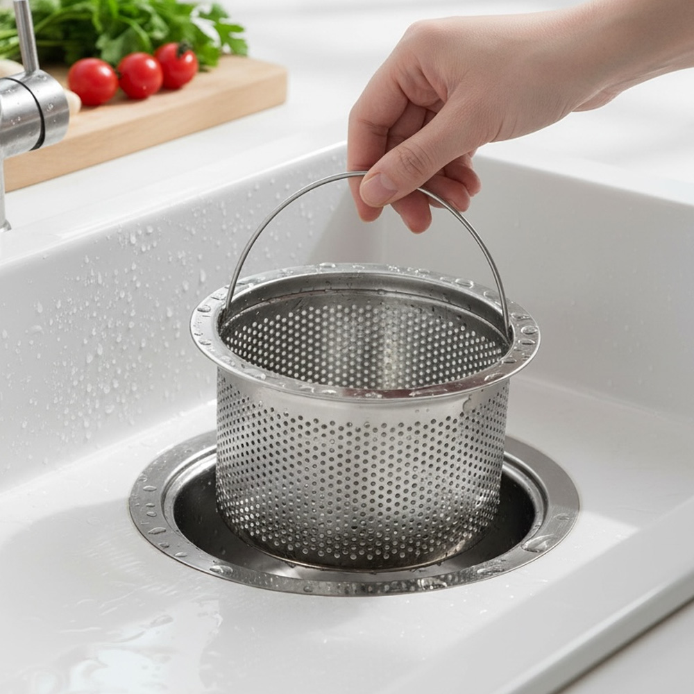 스텐 싱크대 거름망 배수구 음식물 거름통 2개 세트