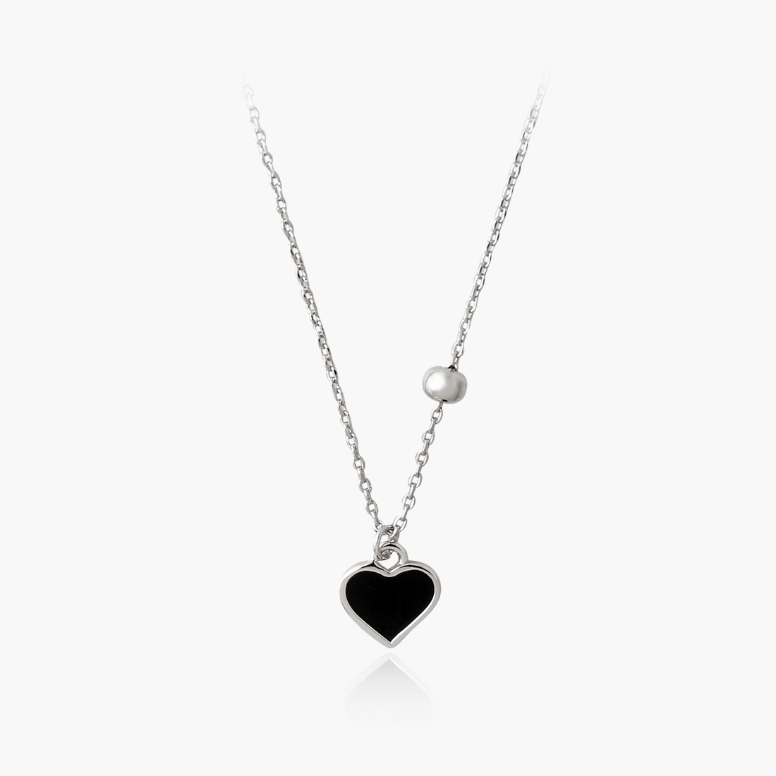[하트목걸이] 블랙 하트 볼 네크리스 - 상품 이미지