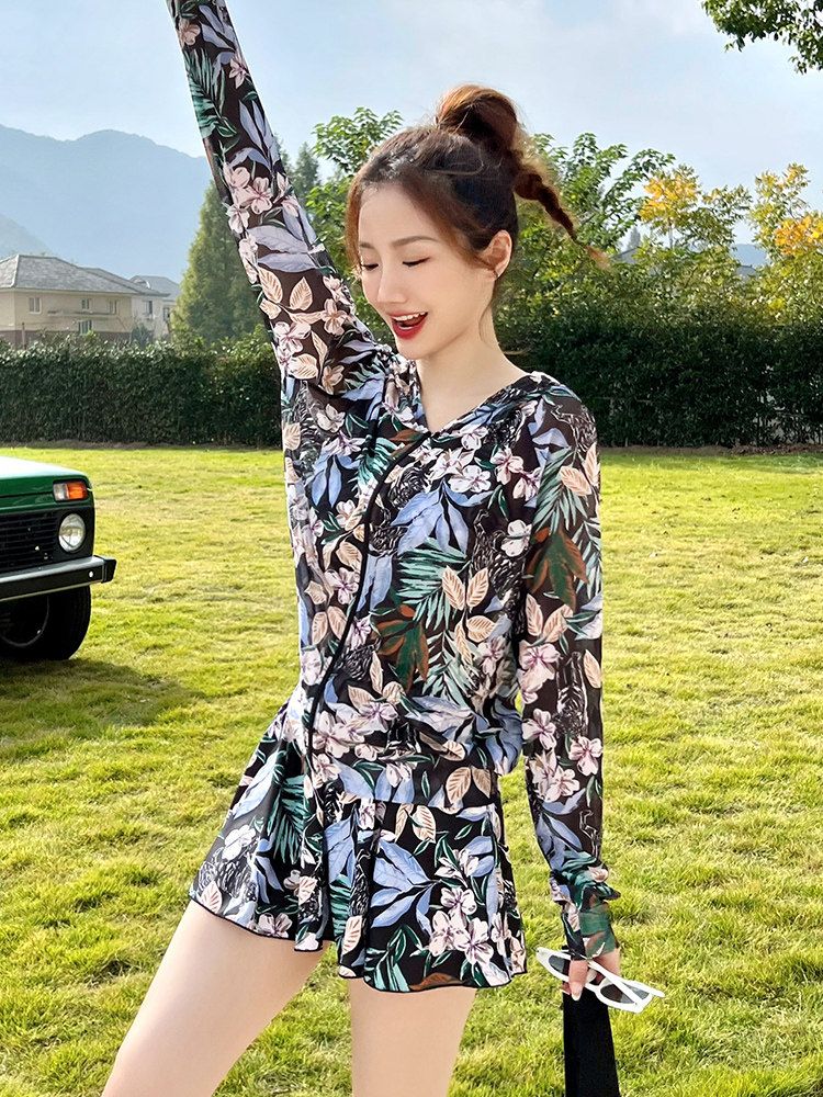 중년여성 비치웨어 루즈핏 집업 래쉬가드 상의 수영복 남자 레쉬가드 여자 빅사이즈 남성 긴팔 - 상세 이미지 3