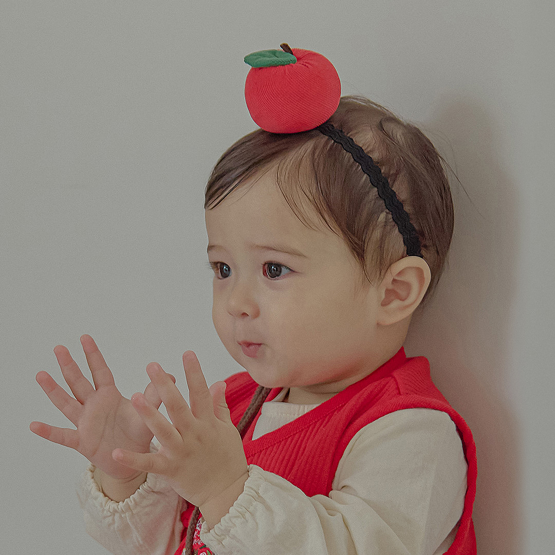 남아 여아 유아 한복 장신구 머리장식 사과 헤어밴드 - 상품 이미지
