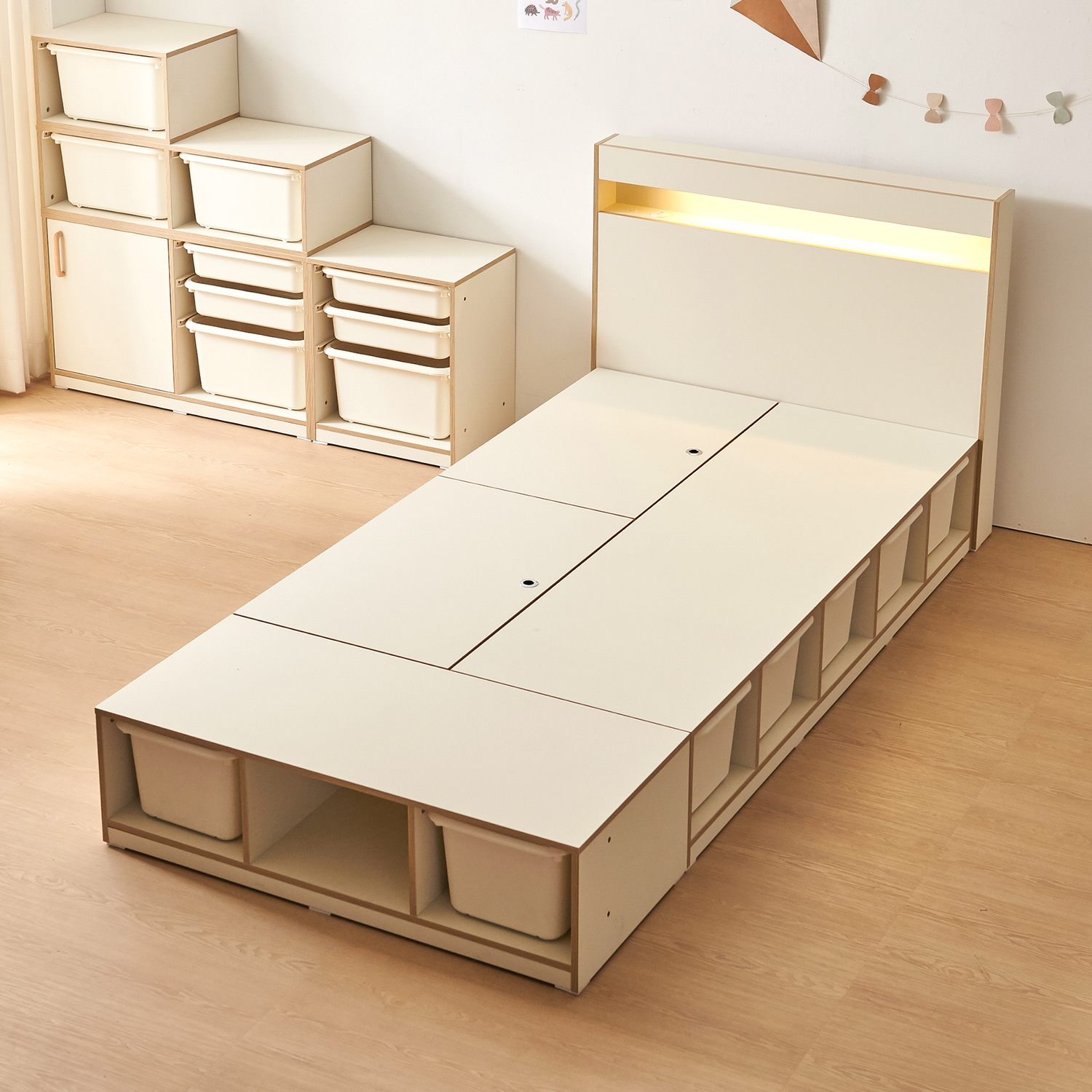 초등학생 침대 프레임 LED 아이방 인테리어 어린이 서랍형 침대