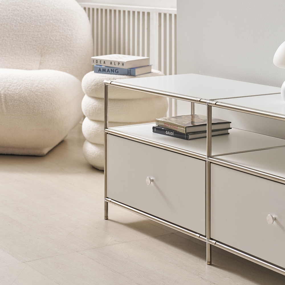 벨리에 미드센츄리거실장 모듈거실장 1200x400x485mm, 화이트