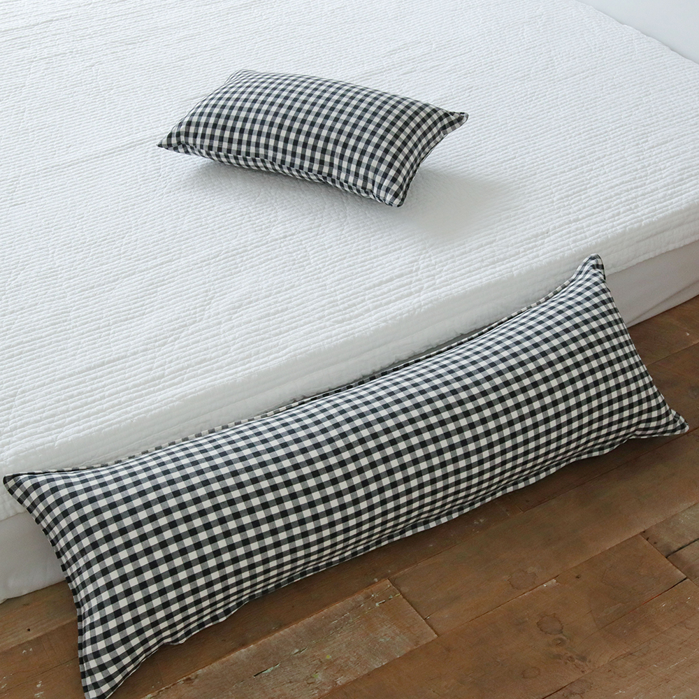 깅엄 체크 워싱 광목 순면 사각 롱쿠션 안고자는 긴베개 다리 베개 긴쿠션 바디필로우 커버