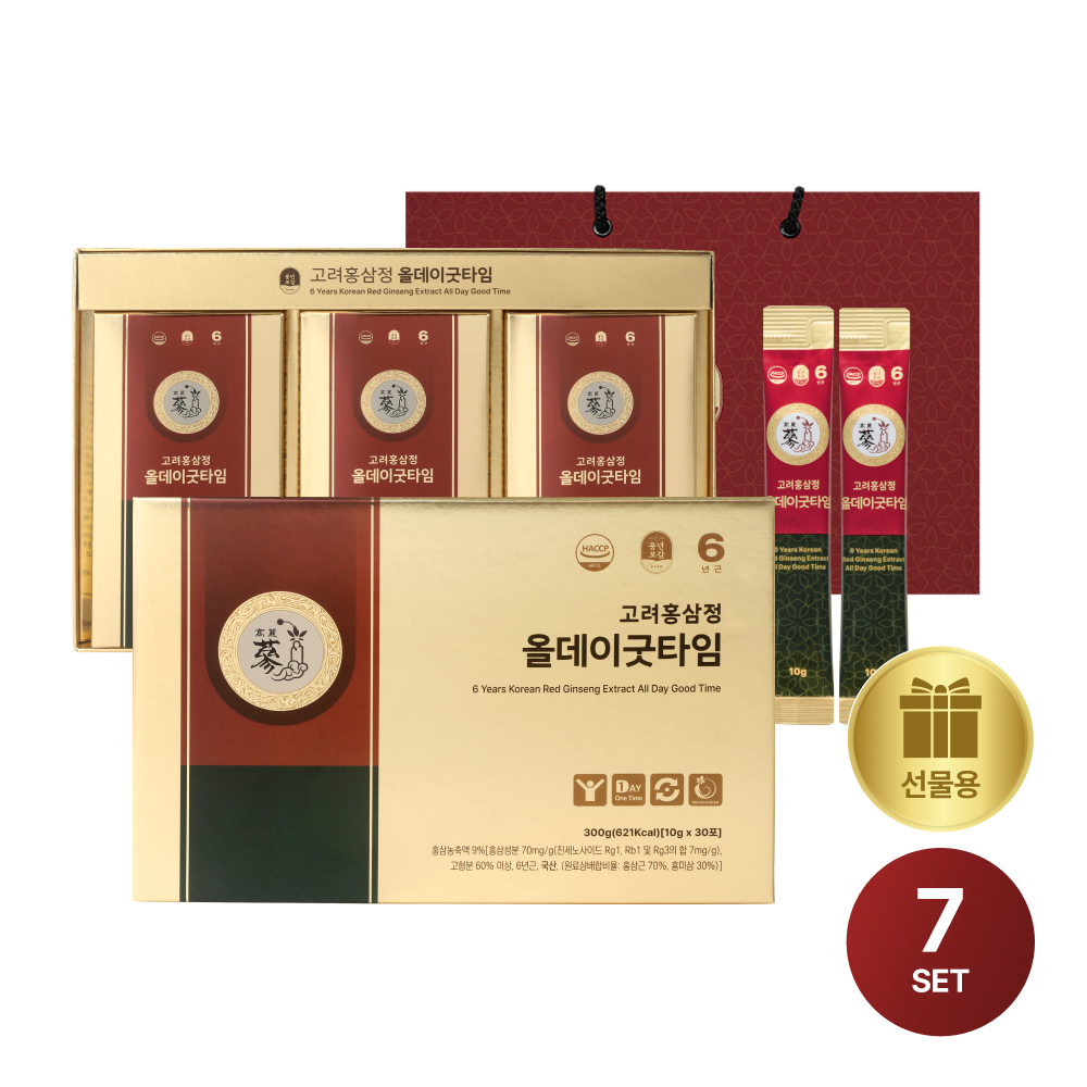 PNBG풍년보감 고려홍삼정 진액 올데이굿타임 스틱 멀티비타민 홍삼선물세트 30포, 7개 - 상품 이미지