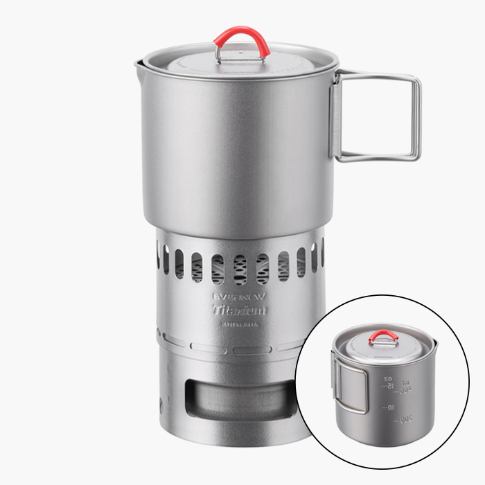 에버뉴 티타늄 머그 포트 500 스토브 세트 백패킹 접이식 경량 쿠커
