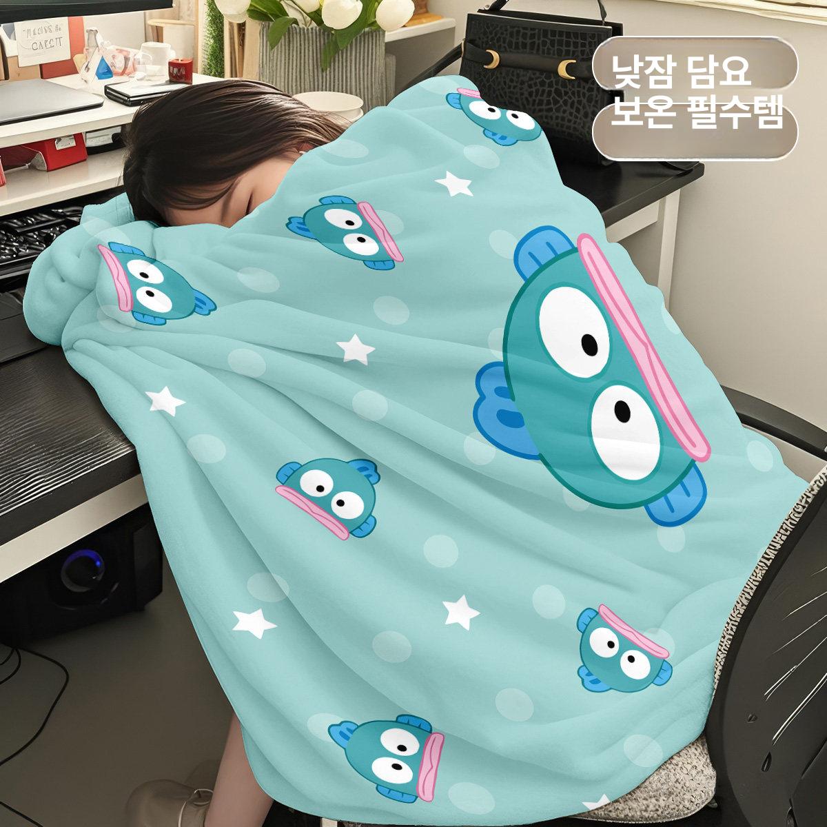 한교동 무릎담요 플란넬 숄 낮잠 사무실 학생 기숙사 블랭킷 겨울 방한 덮개 패브릭 이불 블루 80 x 120cm - 상세 이미지 3