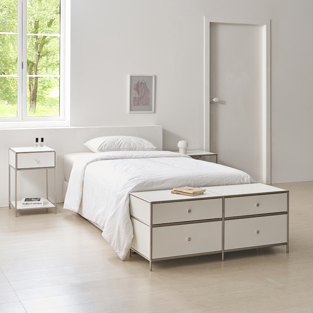 벨리에 미드센츄리거실장 모듈거실장 1200x400x485mm, 소프트화이트