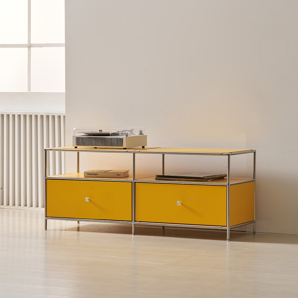 벨리에 미드센츄리거실장 모듈거실장 1200x400x485mm, 옐로우