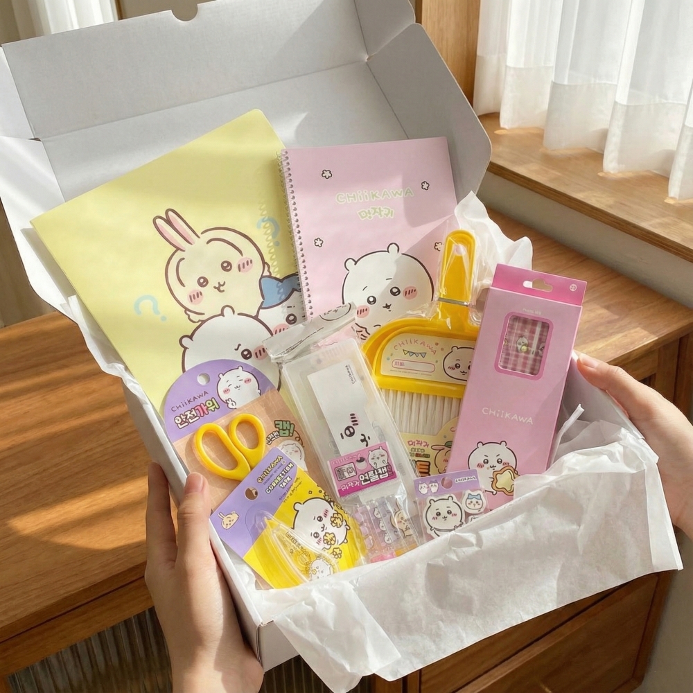 먼작귀 치이카와 학용품 문구 굿즈 선물 베이직 세트 하치와레 우사기 캐릭터 입학 졸업 - 상품 이미지