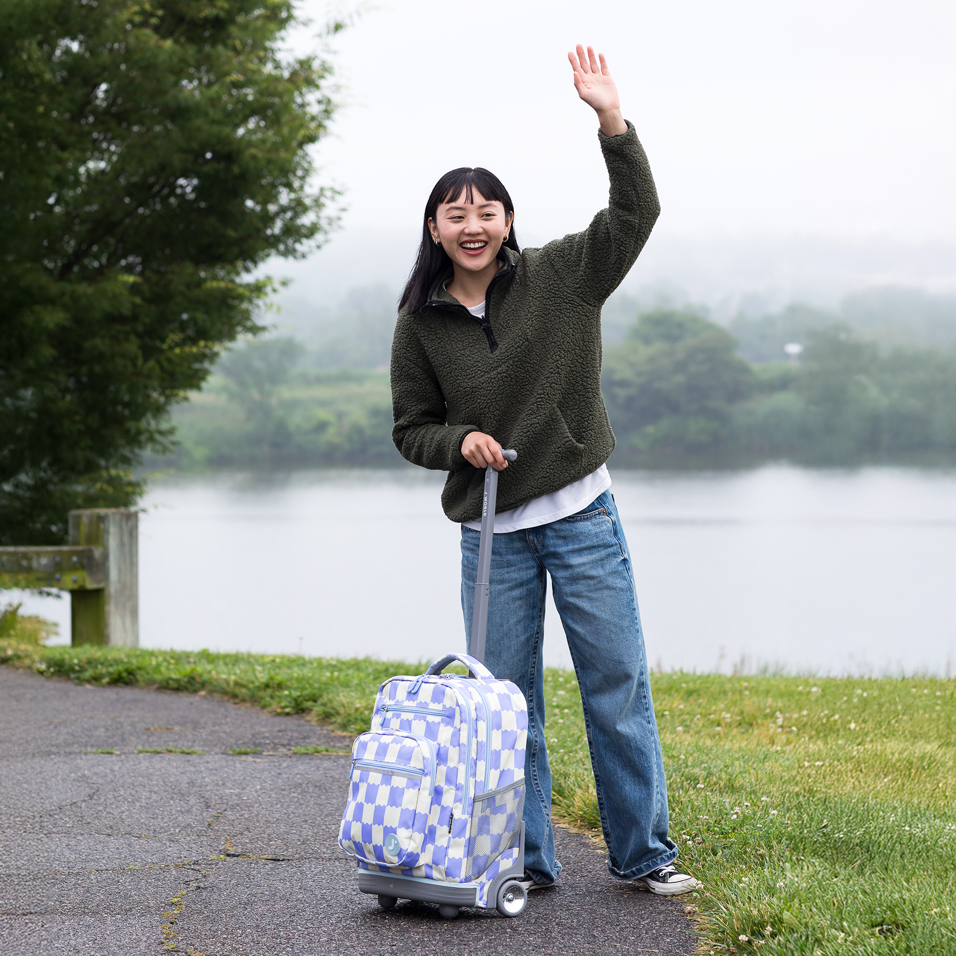 제이월드  51cm 롤링백팩 여행 캐리어 노트북수납 어학연수짐싸기(19인치)