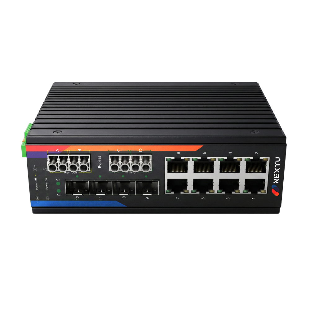 넥스트유 산업용 8포트 1G TP 10G 4SFP+ L2매니지드 4x4 바이패스 BT POE 스위칭허브 인루트 MXB1 - 상세 이미지 2