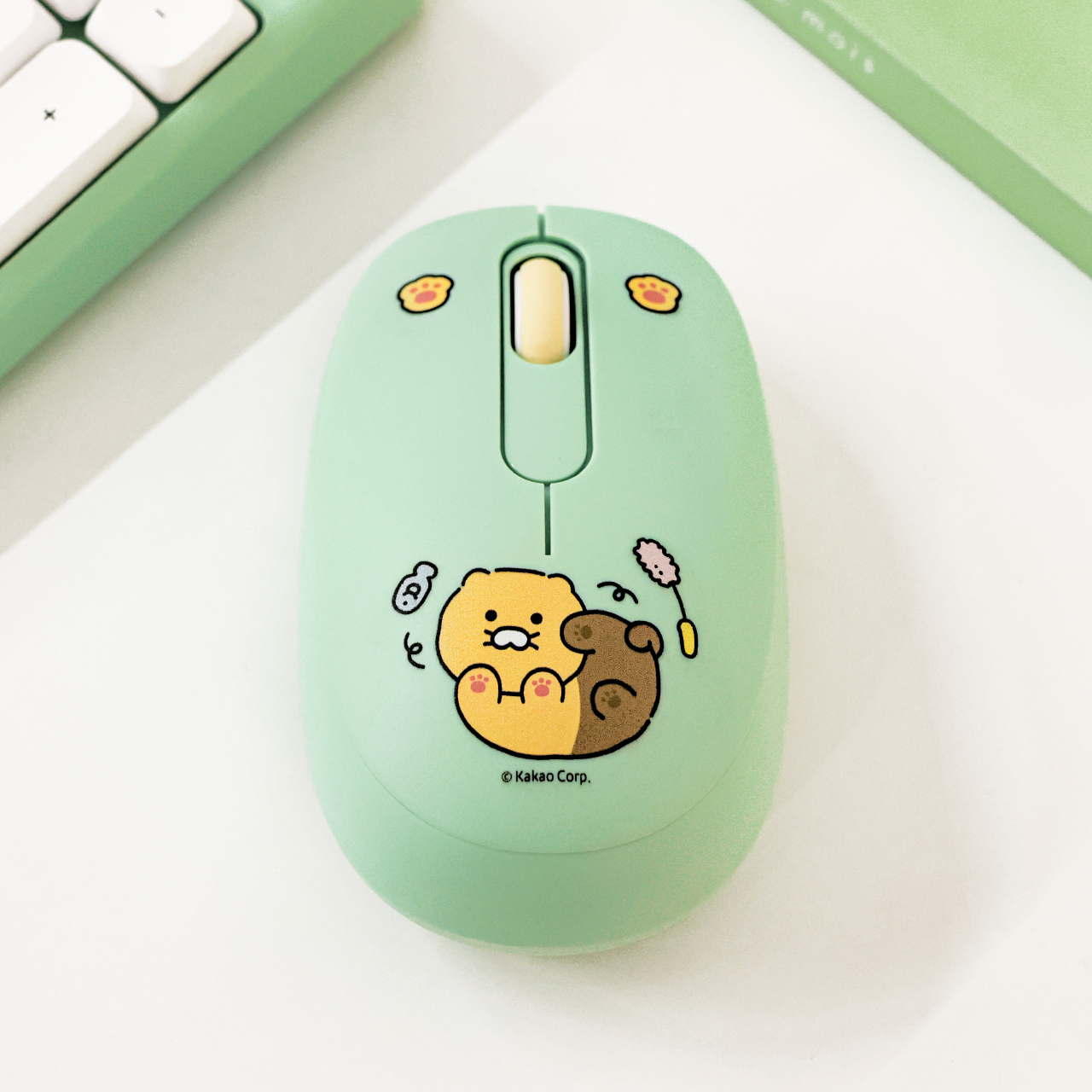 카카오프렌즈 춘식이 손목받침 무선 키보드마우스 세트+키스킨+손목보호패드+마우스패드 이미지 8