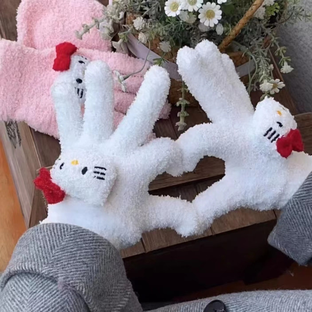 산리오 키티 방한 장갑 겨울 아동 유아 여아 어린이 스키 손가락 털 앙고라 초등 이미지 7