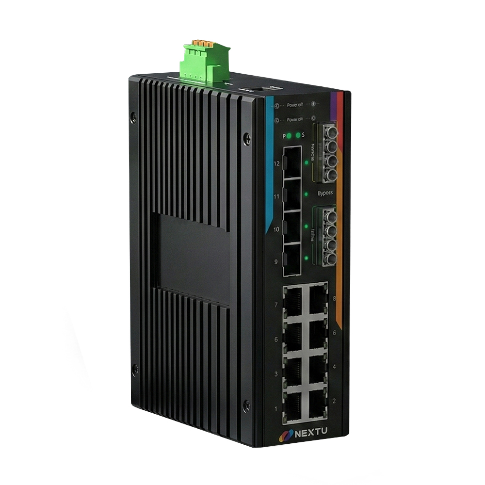 넥스트유 산업용 8포트 1G TP 10G 4SFP+ L2매니지드 4x4 바이패스 BT POE 스위칭허브 인루트 MXB1 - 상품 이미지