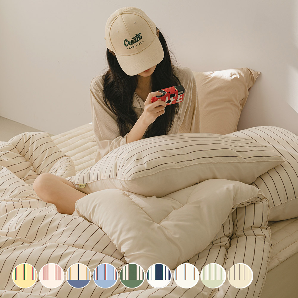 바자르 매거진스트라이프 먼지없는 사계절 차렵이불 SS