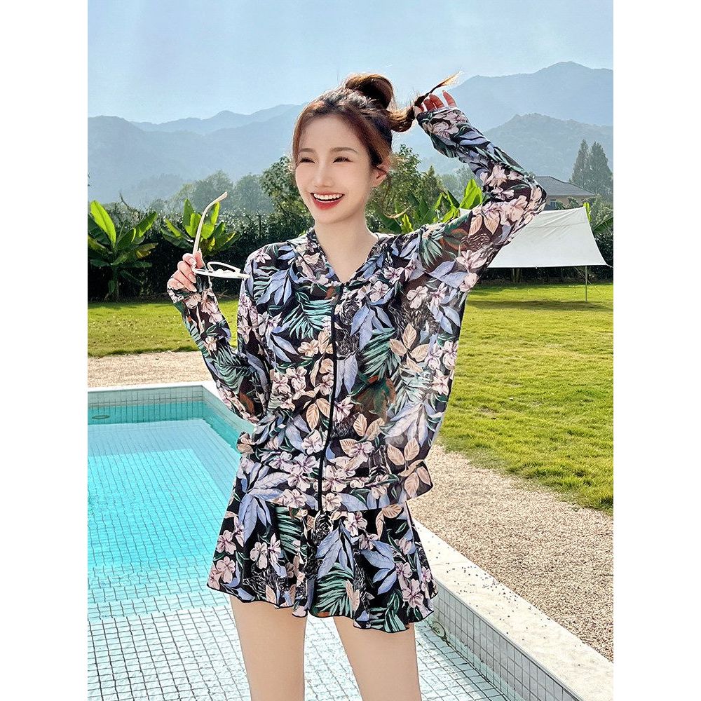 아줌마 수영복 할머니수영복 온천 투피스 할머니 래쉬가드 블랙 M - 상품 이미지