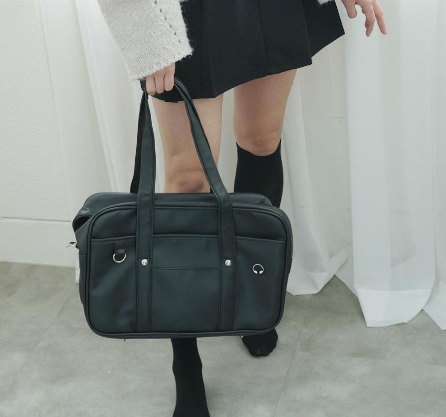 일본 스쿨백 학교 학생 가방 하이틴 블랙 네모 스퀘어백 숄더백 이미지 6