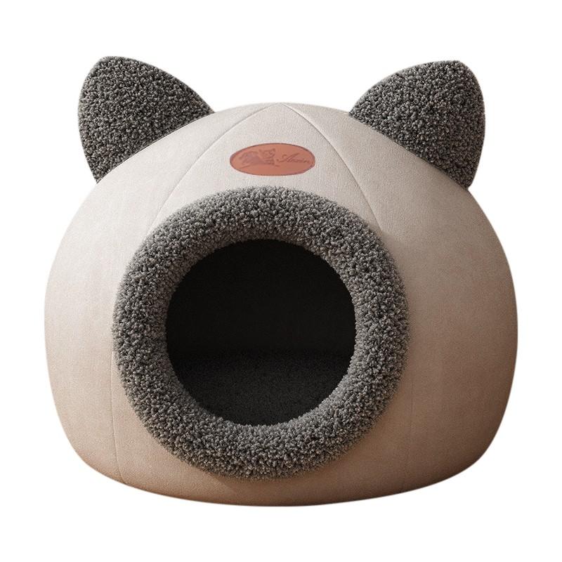 고양이 아늑한 집 담요 방석 포근한 냥이 폭신 벨벳 그레이 소형 33 x 33x33cm - 상세 이미지 5