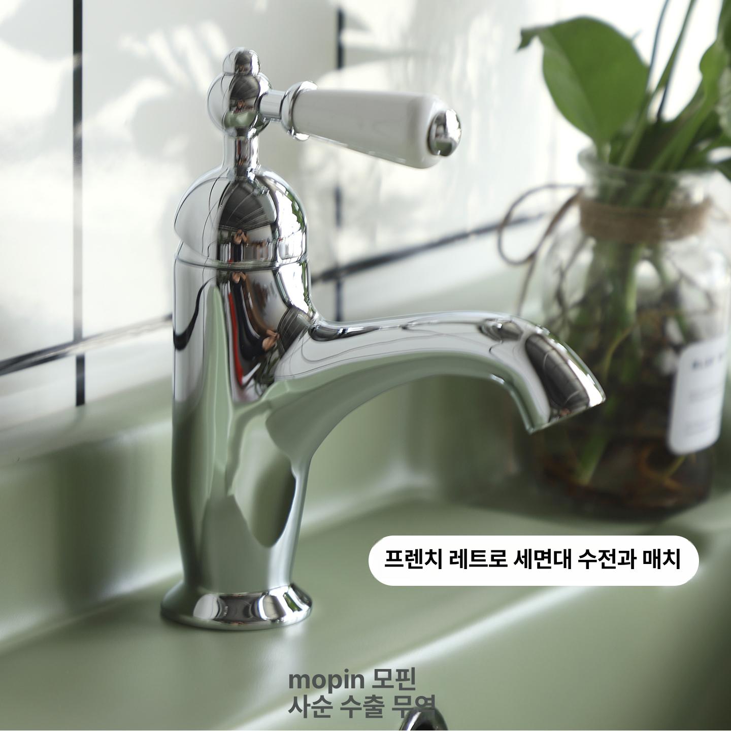 빈티지 세면대 그린 세라믹 영국풍 복고풍 세면기 - 상세 이미지 5