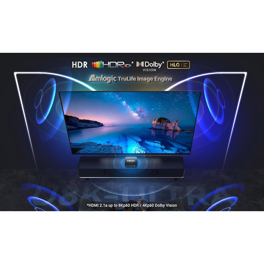 AI 화질 향상 및 해상도 기능을 갖춘 MINIX U8K-Ultra 8K 안드로이드 미디어 플레이어 8GB RAM 128GB eMMC, AOSP 11(비안드로이드 TV), 돌비 - 상세 이미지 3
