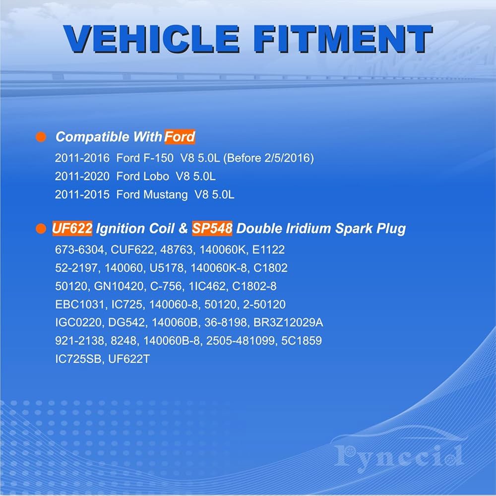 UF622 DG542 고성능 점화 코일 및 이리듐 스파크 플러그 2011-2015 포드 F-150 머스탱 로보 5.0L V8용 8개 세트 - BR3Z-12029A(UF622)를 - 상세 이미지 2