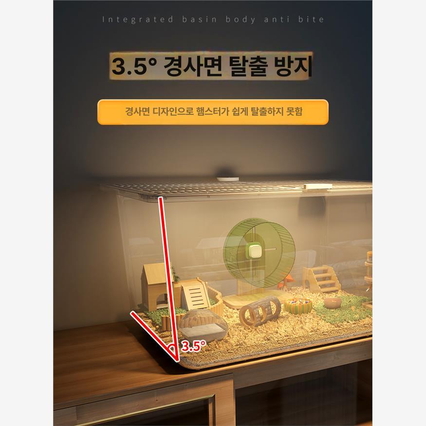 케이지 목재 포인트 햄스터터널 포함 조경용 하우스 물병 65cm + 메인 계단10종세트 모델 프리사이즈 - 상세 이미지 5