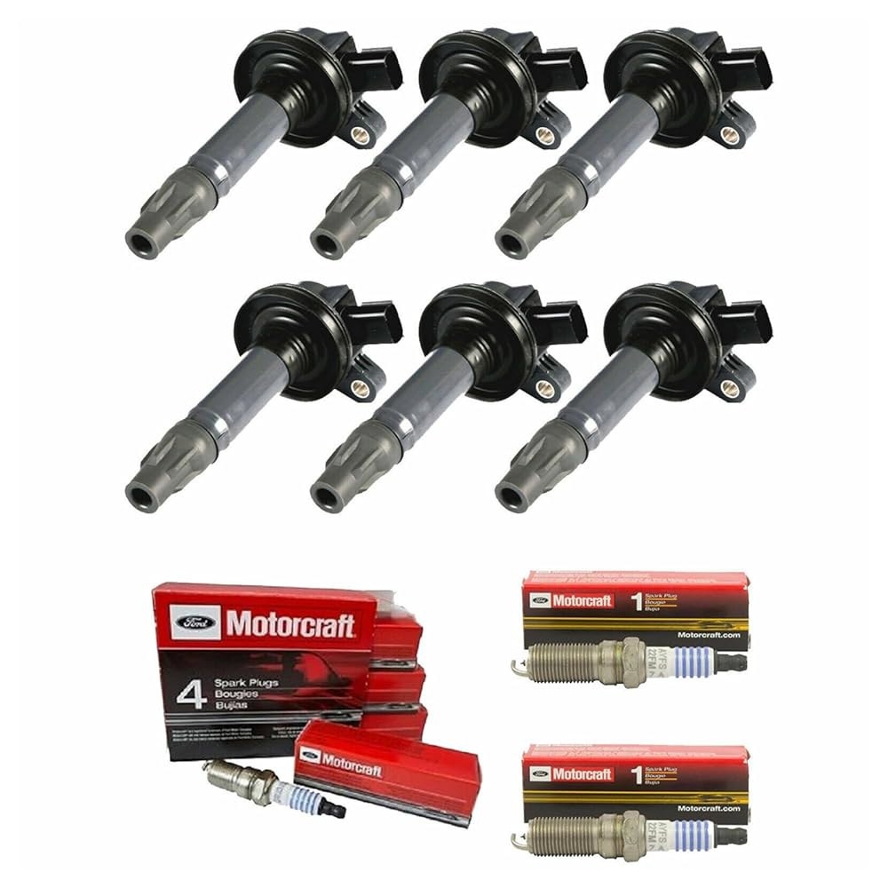 MCK 6pc 점화 코일 팩 및 모터크래프트 플래티넘 스파크 플러그 포드 머스탱 링컨 마쓰다 머큐리 엣지 F-150 퓨전 MKS MKT MKX 08-16 2.7 3.7 3.5 V6 - 상품 이미지