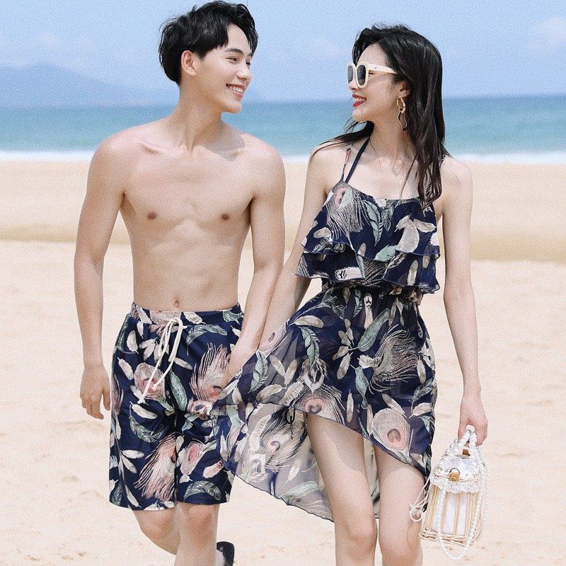 커플비치웨어 트렁크 래쉬가드 비치 체형커버 원피스 커플 자외선차단 여성 빅사이즈 수영복 - 상세 이미지 2