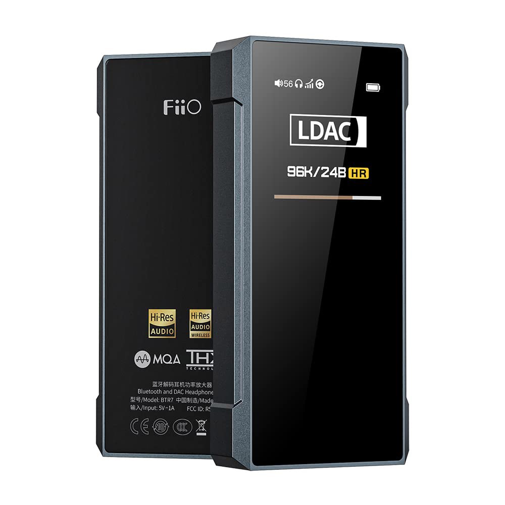 Fiio BTR7 헤드폰 앰프 블루투스 수신기 고해상도 휴대용 DAC, 전화 /PC /자동차 /홈 오디오(타이타늄)용 MQA /LDAC /aptX HD 384K /32비트 DSD2 - 상품 이미지