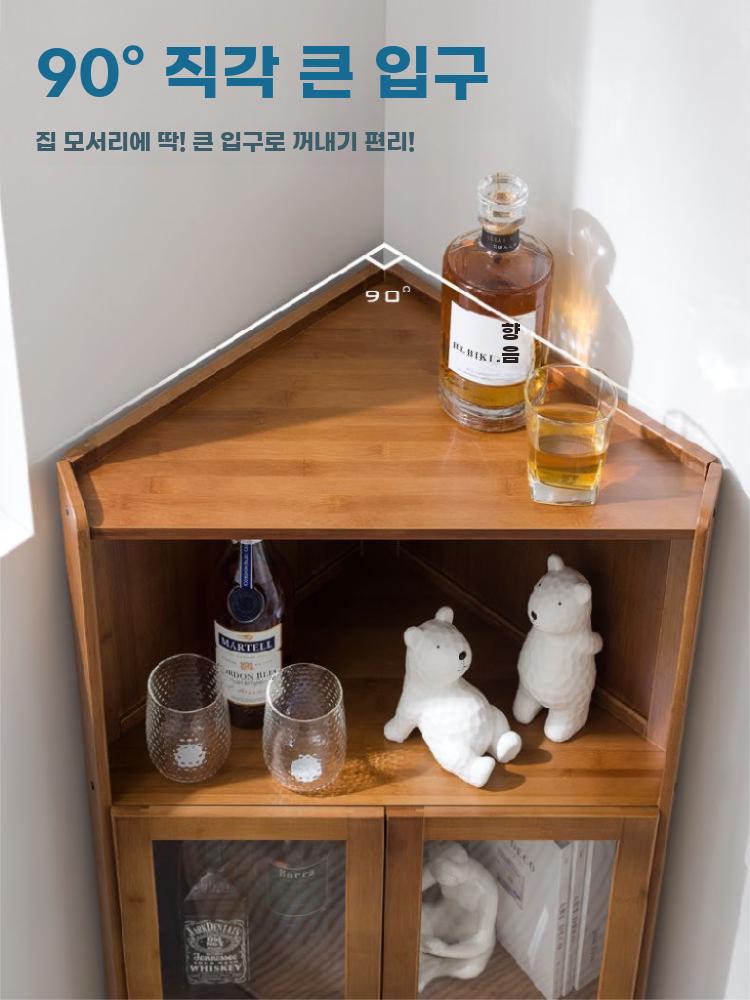 코너수납 선반 삼각형 거실 침실 주방용 회전형 정리대 - 상세 이미지 3