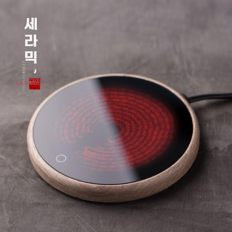 온도조절 세라믹 컵히터 데스크 보온 컵받침 사무실 A.스마트온도조절기-브라운 - 상세 이미지 3