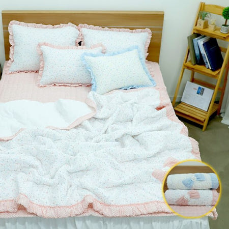 J리빙 블리 뱀부 시어서커 이불패드세트 Q 핑크