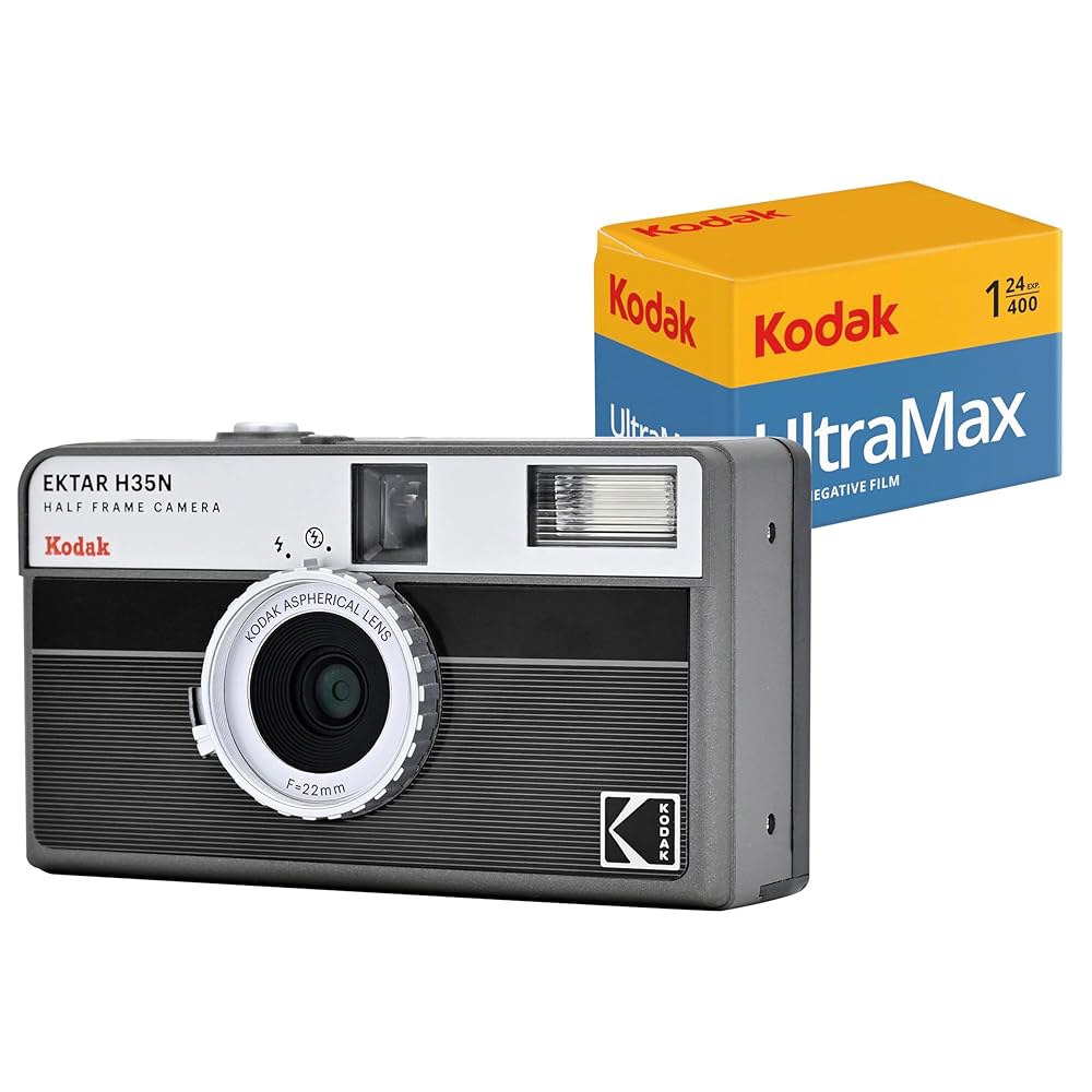 코닥 EKTAR H35N 하프 프레임 필름 카메라 번들(코닥 울트라맥스 400/24EXP 35mm 롤 포함) (스트라이프 블랙)  Edition Single - 상품 이미지