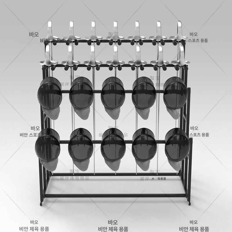 펜싱 헬멧 거치대 장비 진열대 보관함 펜싱검 보관대 바퀴 블랙 검14개+마스크10개 - 상세 이미지 2