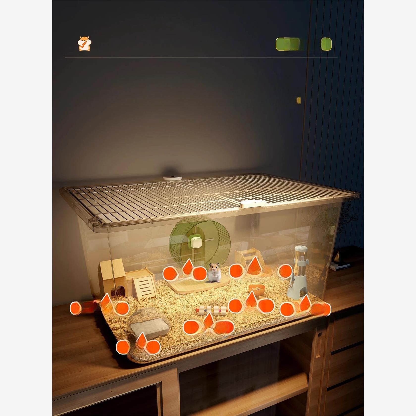 케이지 목재 포인트 햄스터터널 포함 조경용 하우스 물병 65cm + 메인 계단10종세트 모델 프리사이즈 - 상품 이미지
