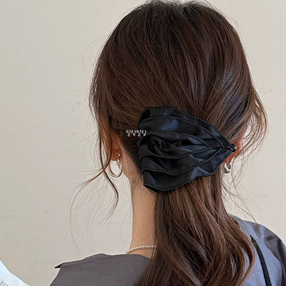 미니멀 리프 새틴 바나나집게핀 고급 헤어핀 포니테일 머리핀 이미지 7