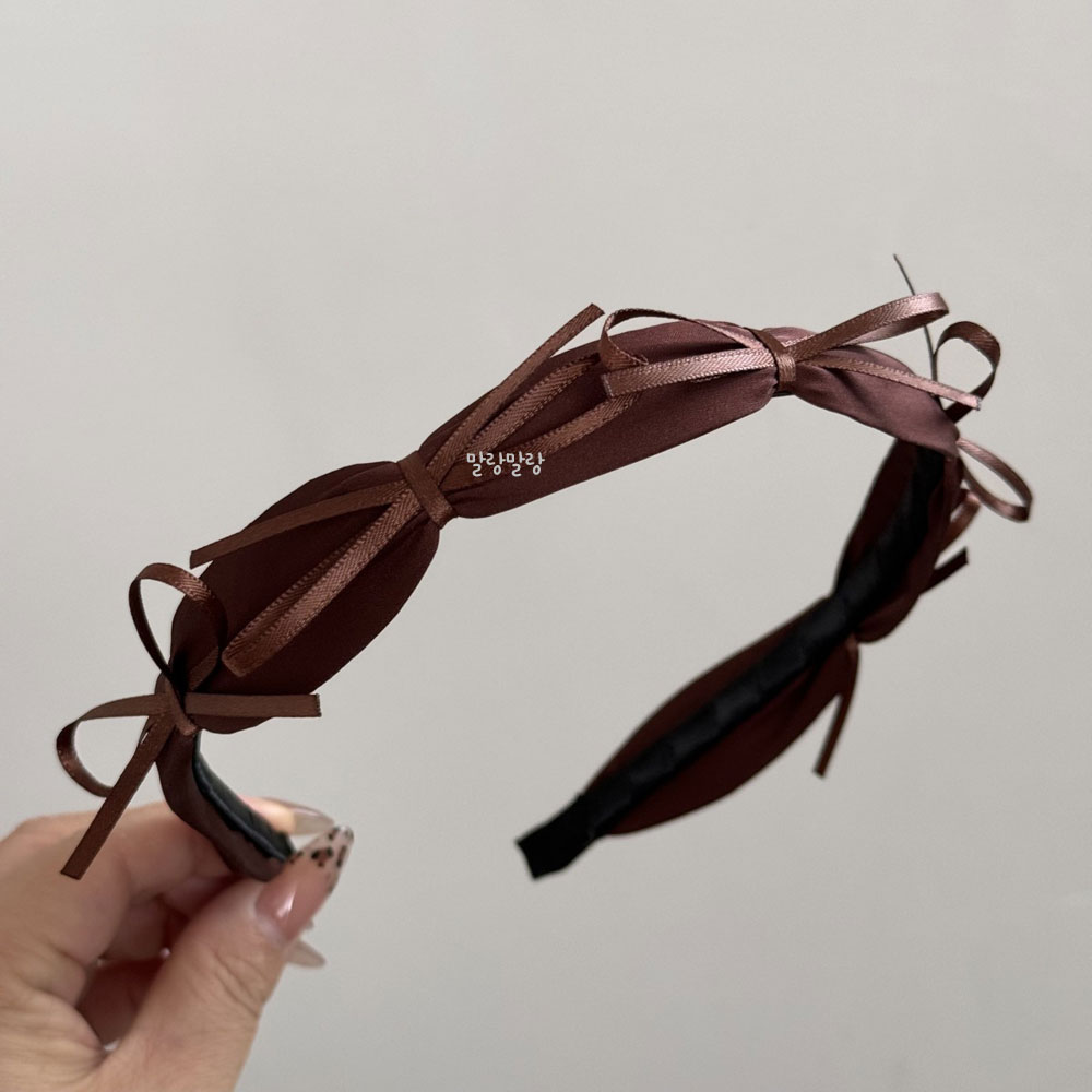 러블리 발레코어 리본 머리띠 페미닌룩 고급 새틴 헤어밴드 - 상세 이미지 4