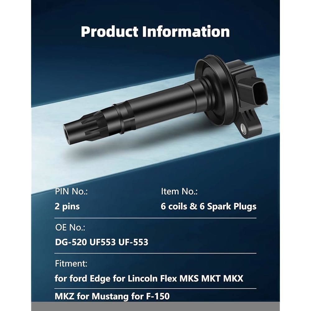 링컨 엣지 플렉스 F150 익스플로러 퓨전 토러스 MKS MKX MKZ CX-9 3.5L V6 2007-2017 DG-520 UF553 UF-553을 위한 6개의 이리듐 스파크 - 상세 이미지 2
