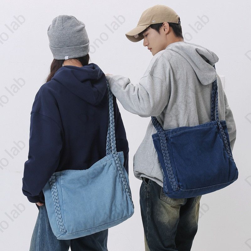 데님 대용량 숄더 크로스백 여행용 데일리용 남여공용 캐주얼 청가방 - 상세 이미지 2