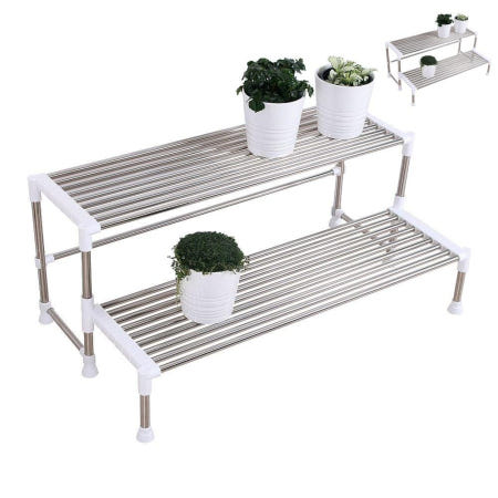 2단화분정리대 철제 화분 선반 정리대 계단식