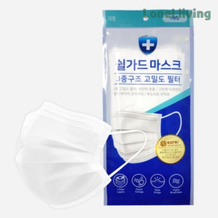로넬리빙 쉴가드 KF94 마스크 MB필터 흰색 5매 100개입 175x95mm 대량공급용