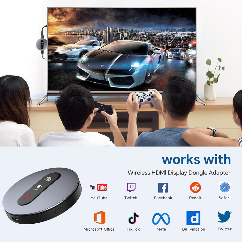 무선 HDMI 디스플레이 동글 어댑터 - AirPlay DLNA가 포함된 Miracast 동글, 휴대폰, 노트북에서 HDTV, 모니터, 프로젝터로 비디오/오디오 스트리밍 가능 - 상세 이미지 3