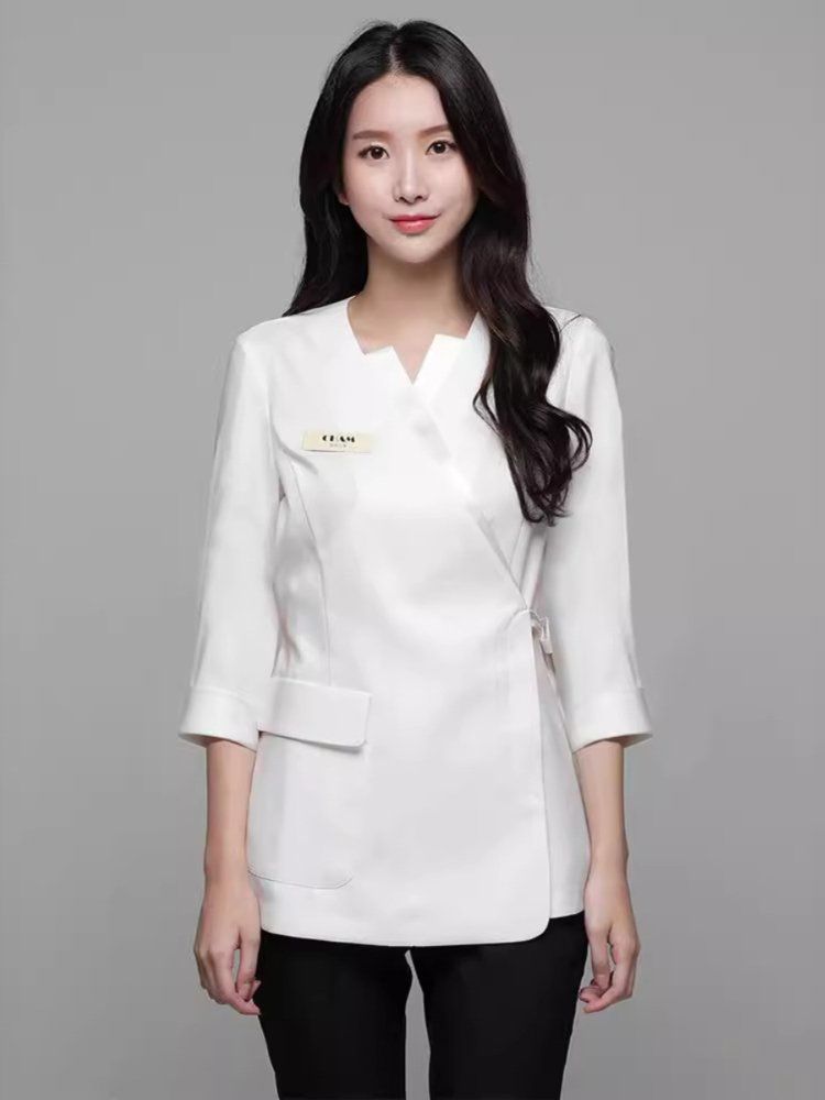 피부샵 관리사 병원복 7부 에스테틱 유니폼 마사지샵 네일샵 겨울 피부과 뷰티 작업복 미용 - 상세 이미지 2