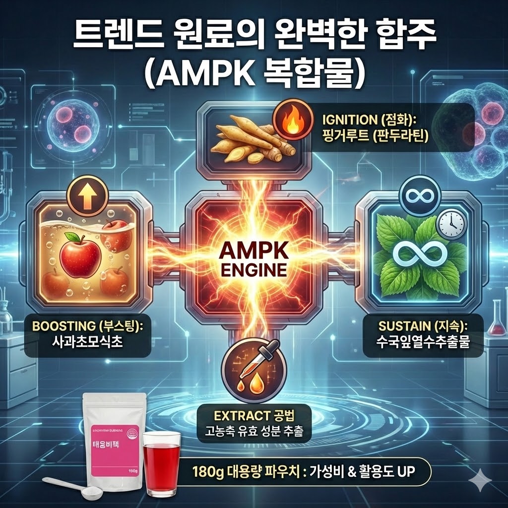 마시는 체지방 별건강소 태움비책 사과초모식초 핑거루트 수국잎 AMPK 복합물 분말 가루 - 상세 이미지 4
