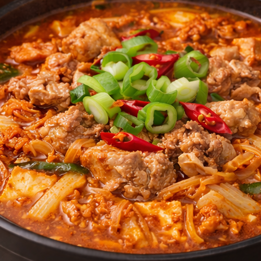[단골마중] 국내산 숙성김치와 생고기기 듬뿍 들어간  돼지 묵은지 김치찌개 - 상품 이미지
